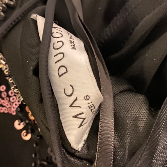 Mac Duggal Sequin Embellished Ruffle Shoulder Lace-Up Back Sheath Gown - Picture 8 of 10